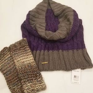 Nine West Purple and Gray Infinity knitted Scarf